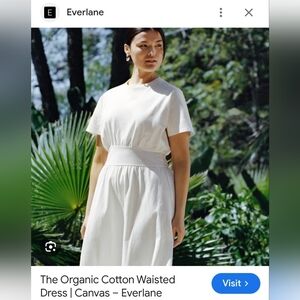 Everlane Classic White Organic 100% Cotton Cupro Waisted Midi Dress Small